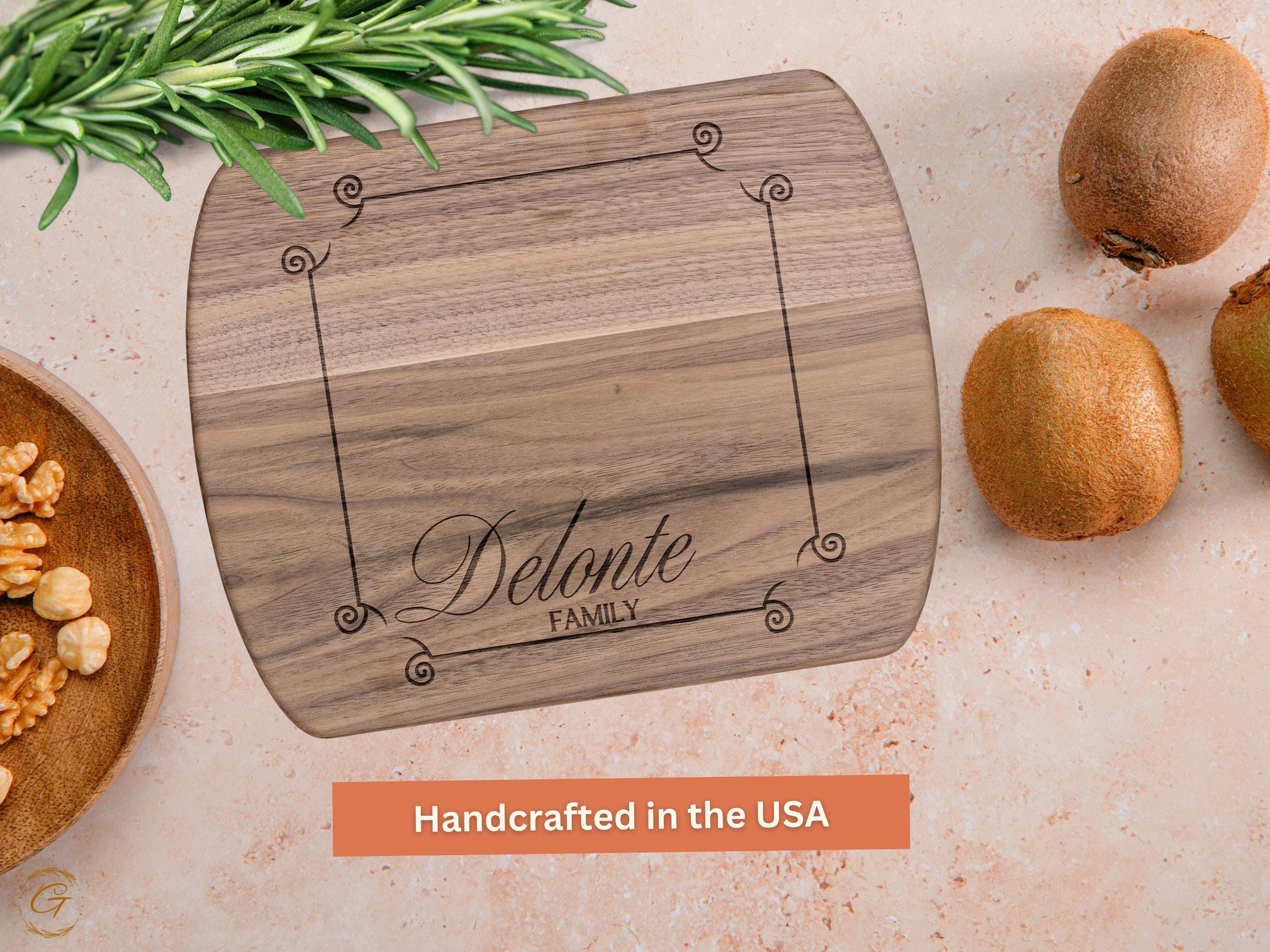 Personalized Hardwood Oval Cutting Boards - Custom Engraved Family Name Boards - Wedding, Housewarming, Charcuterie, Gift for Kitchen Lovers