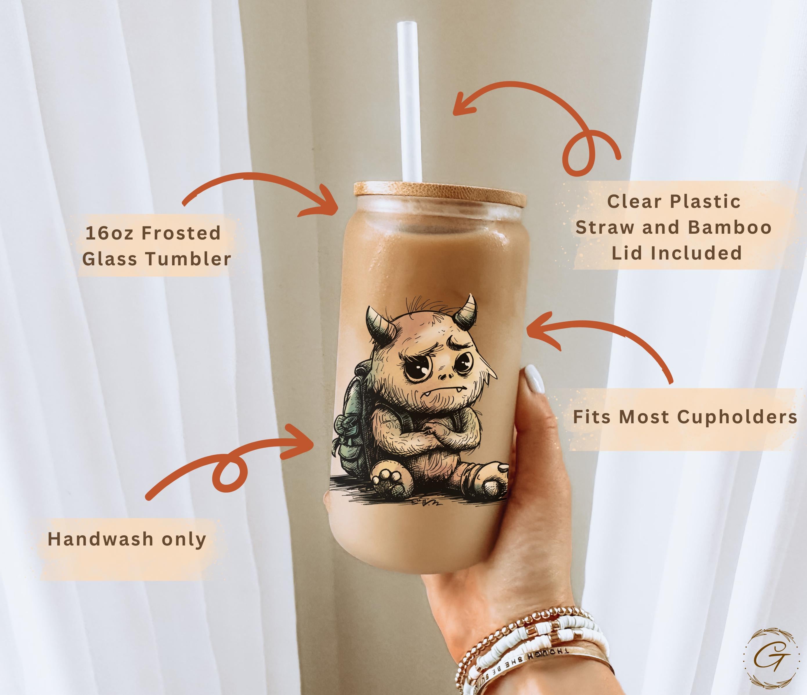 Cute Monster Design "Where Did Summer Go?" Frosted Glass Cup