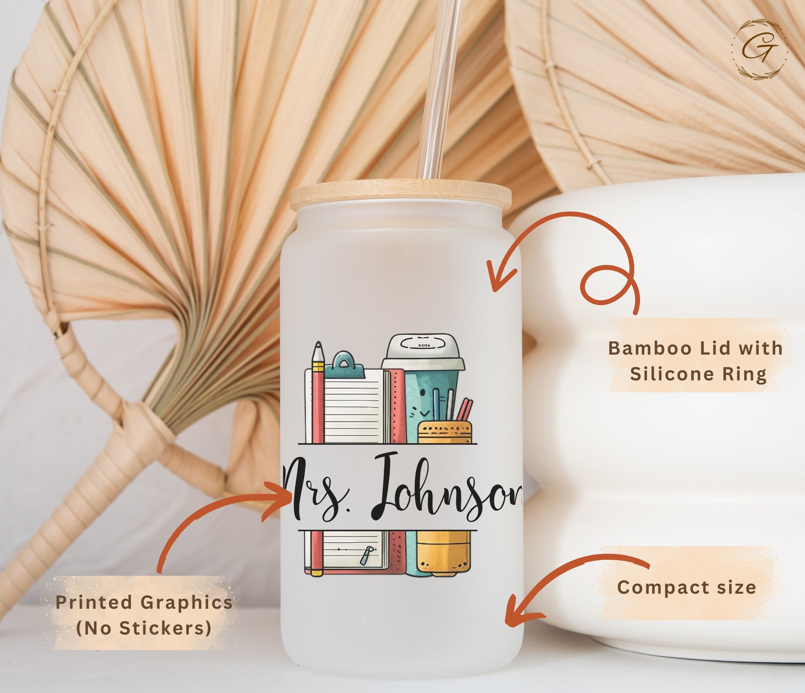 Teacher Appreciation Frosted Glass Cup