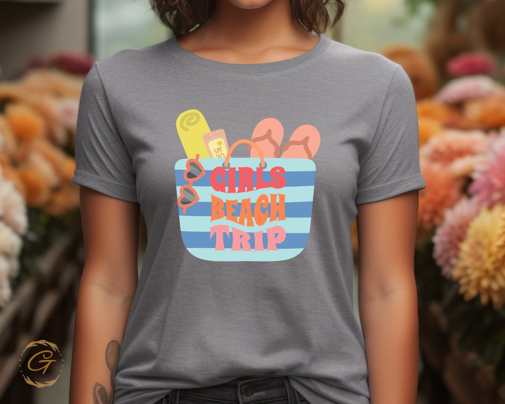 Fun and Vibrant Girls Beach Trip Graphic Shirt product type