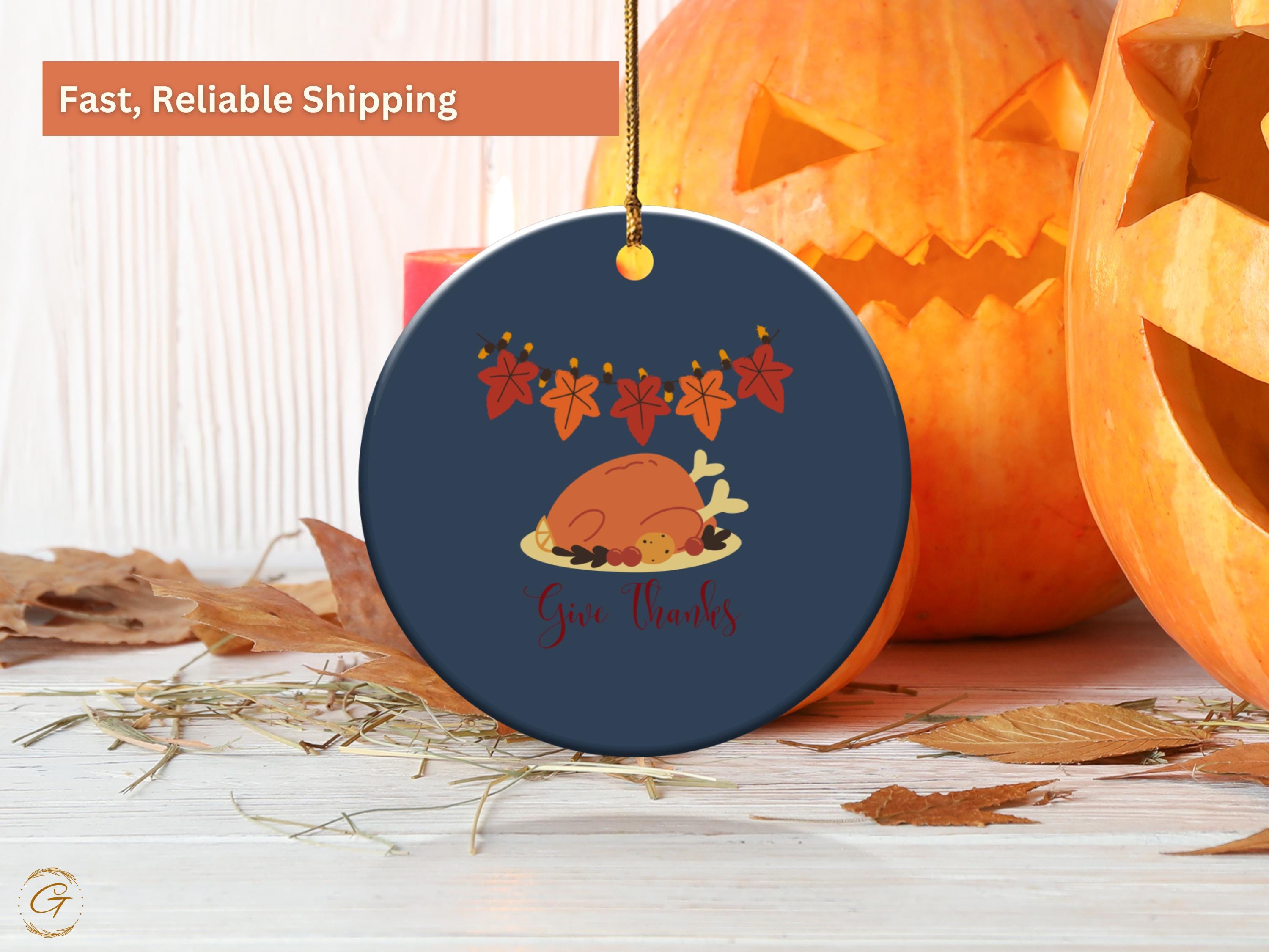 Thanksgiving Turkey Ornament, Give Thanks Holiday Decors, Autumn Leaf Garland, Fall Festive Decor, Thanksgiving Gift Idea, Holiday Keepsakes