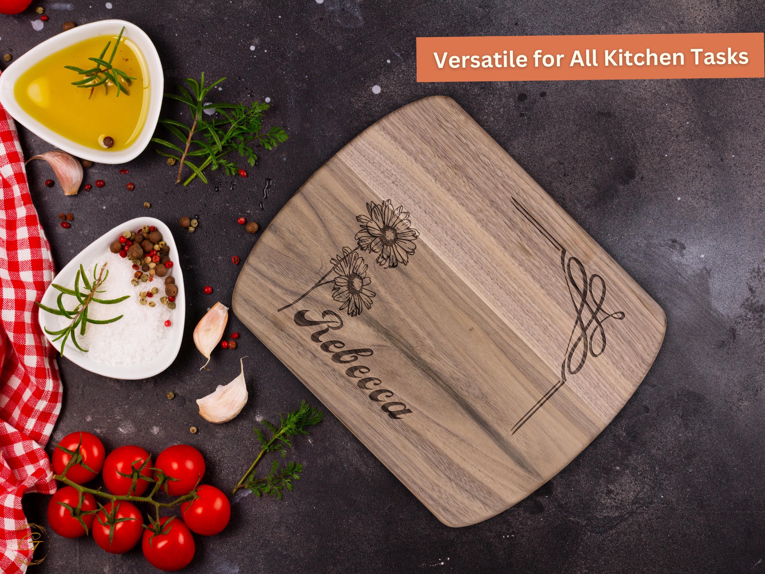 Personalized Cutting Board with Name & Daisy Flower- April Birthday Gifts