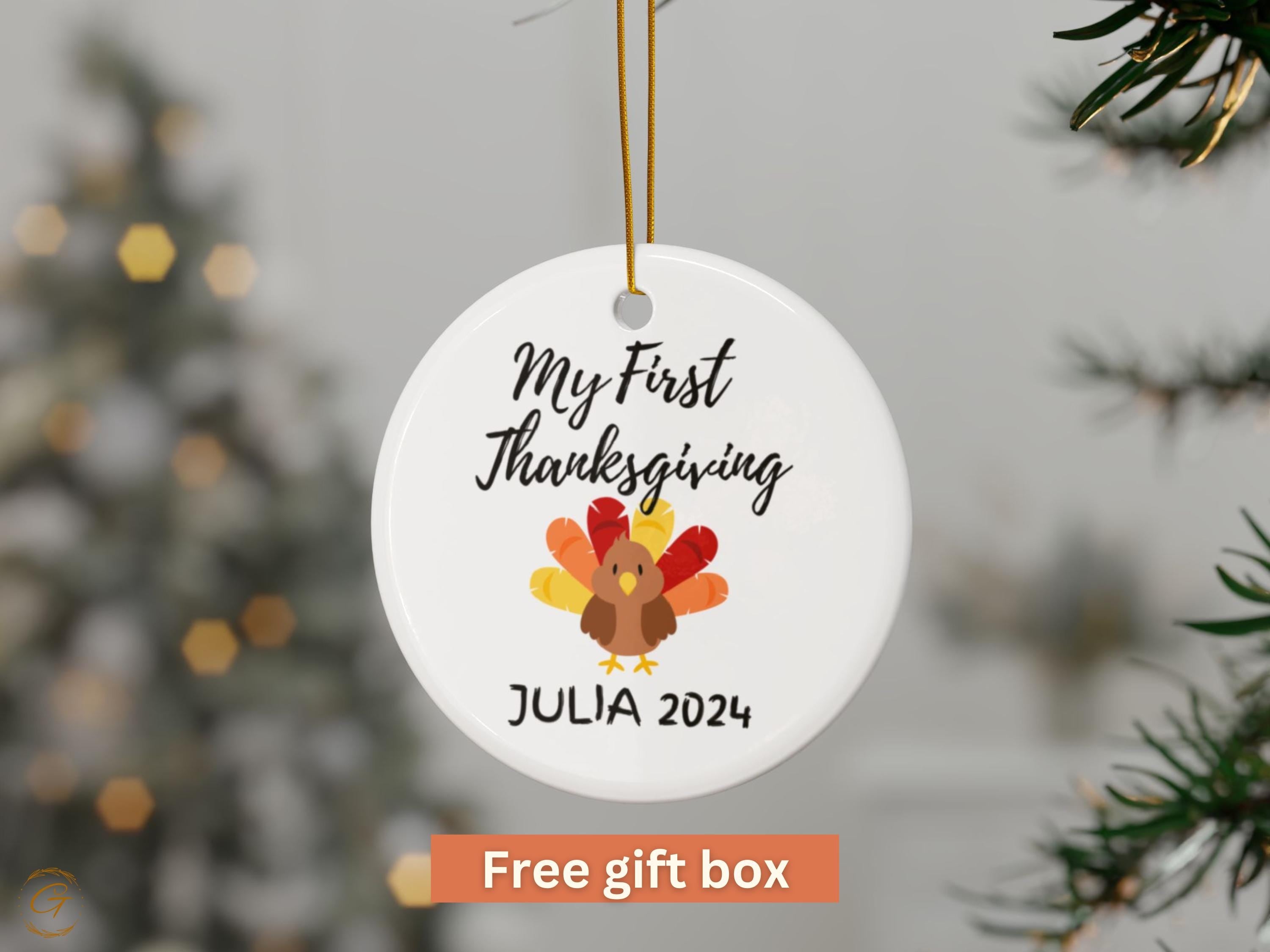 Personalized First Thanksgiving Ornament 2024, Turkey Keepsake, Babys First Holiday Decoration, Cute Fall Gift Personalized, Custom Ornament