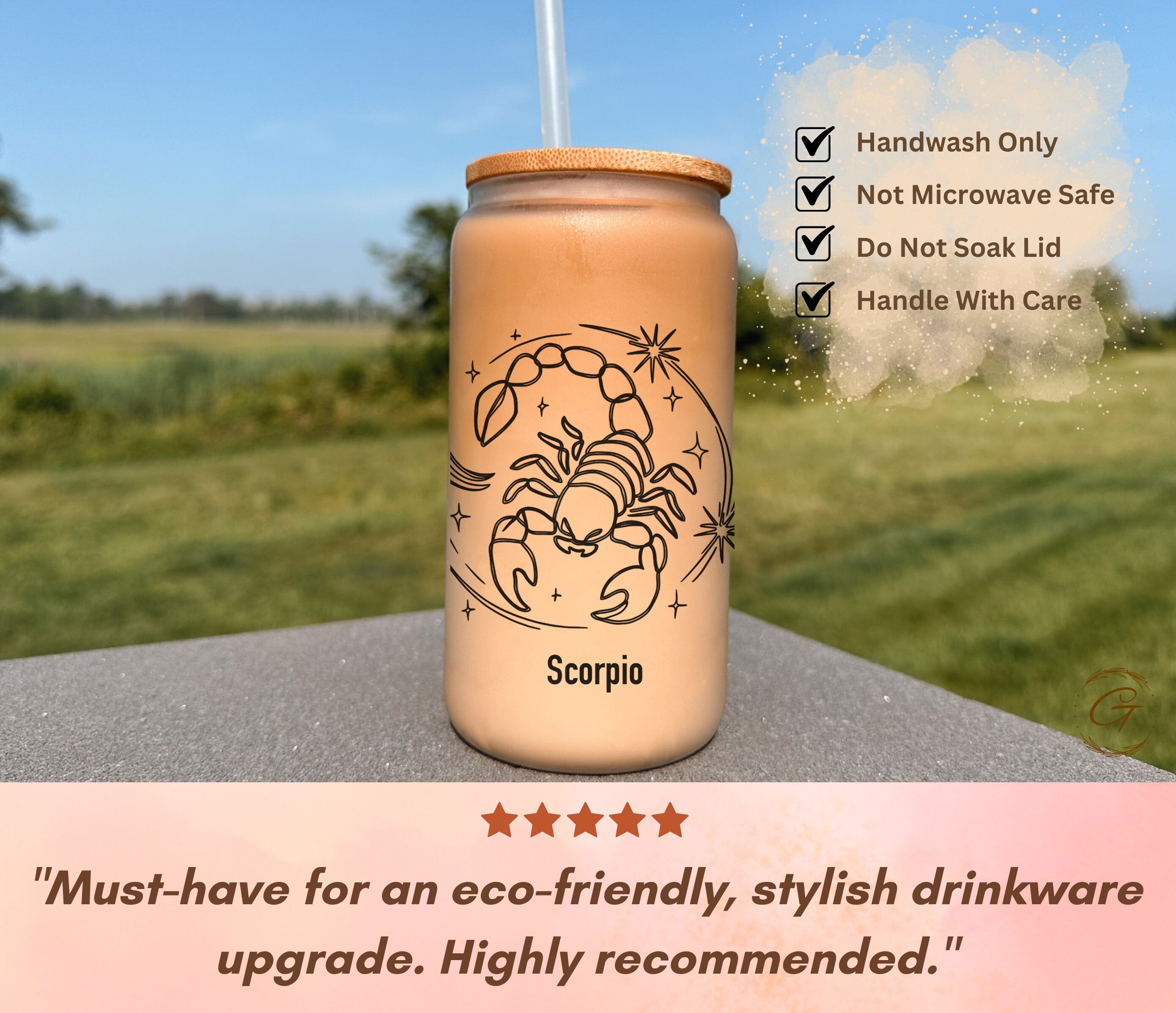 Scorpio Zodiac Sign Frosted Glass Cup