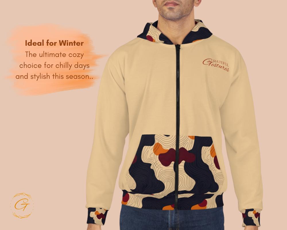 Wave Lines Design Unisex Zip Hoodie All-Over Print