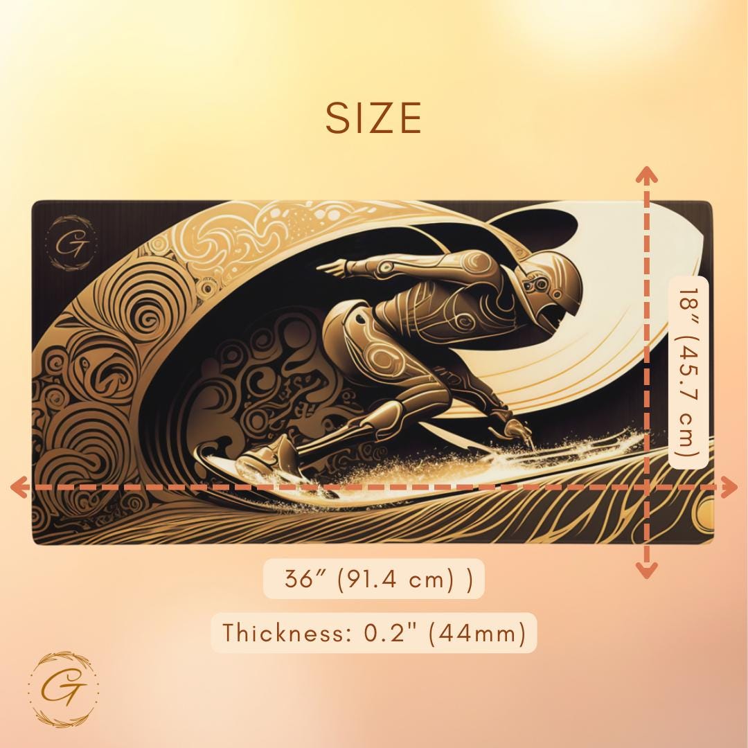 Space Surfer Design Gaming Mouse Pad, Large Desk Mat Artistic Design Office Desk Accessory Waterproof and Non-Slip Unique Computer Mouse Pad
