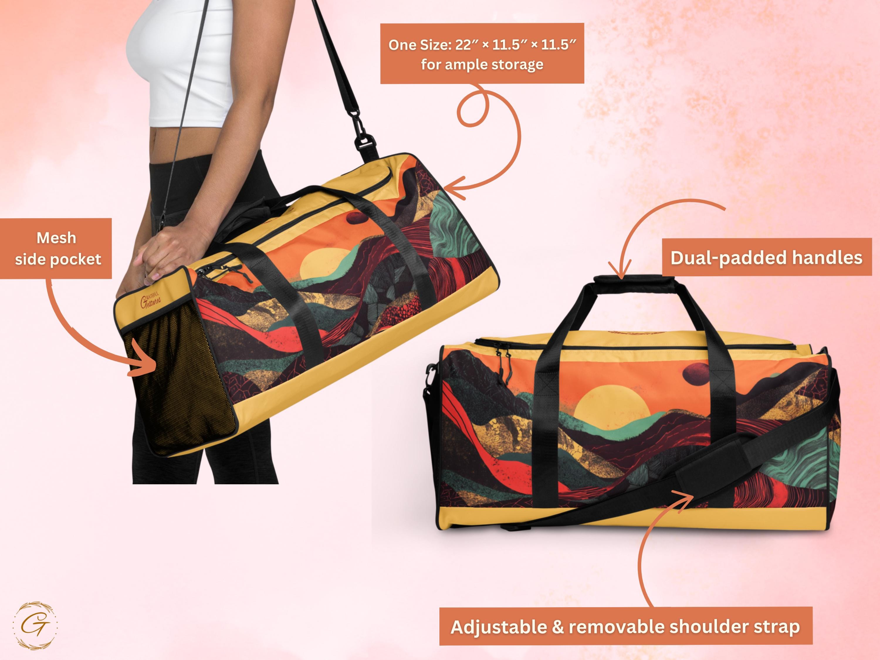 Sunset Mountain Duffel Bag - Bold Gym Bag with Nature-Inspired Art