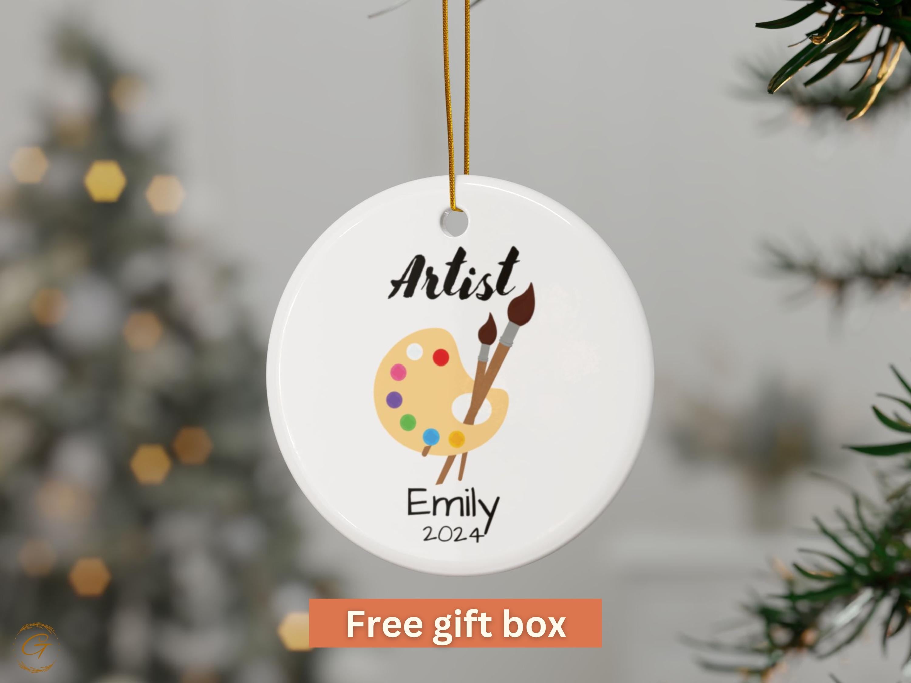 Personalized Artist Ornament 2024, Custom Name Art Palette Christmas Ornament, Unique Gift for Art Students & Teacher, Ideal Gift for Artist