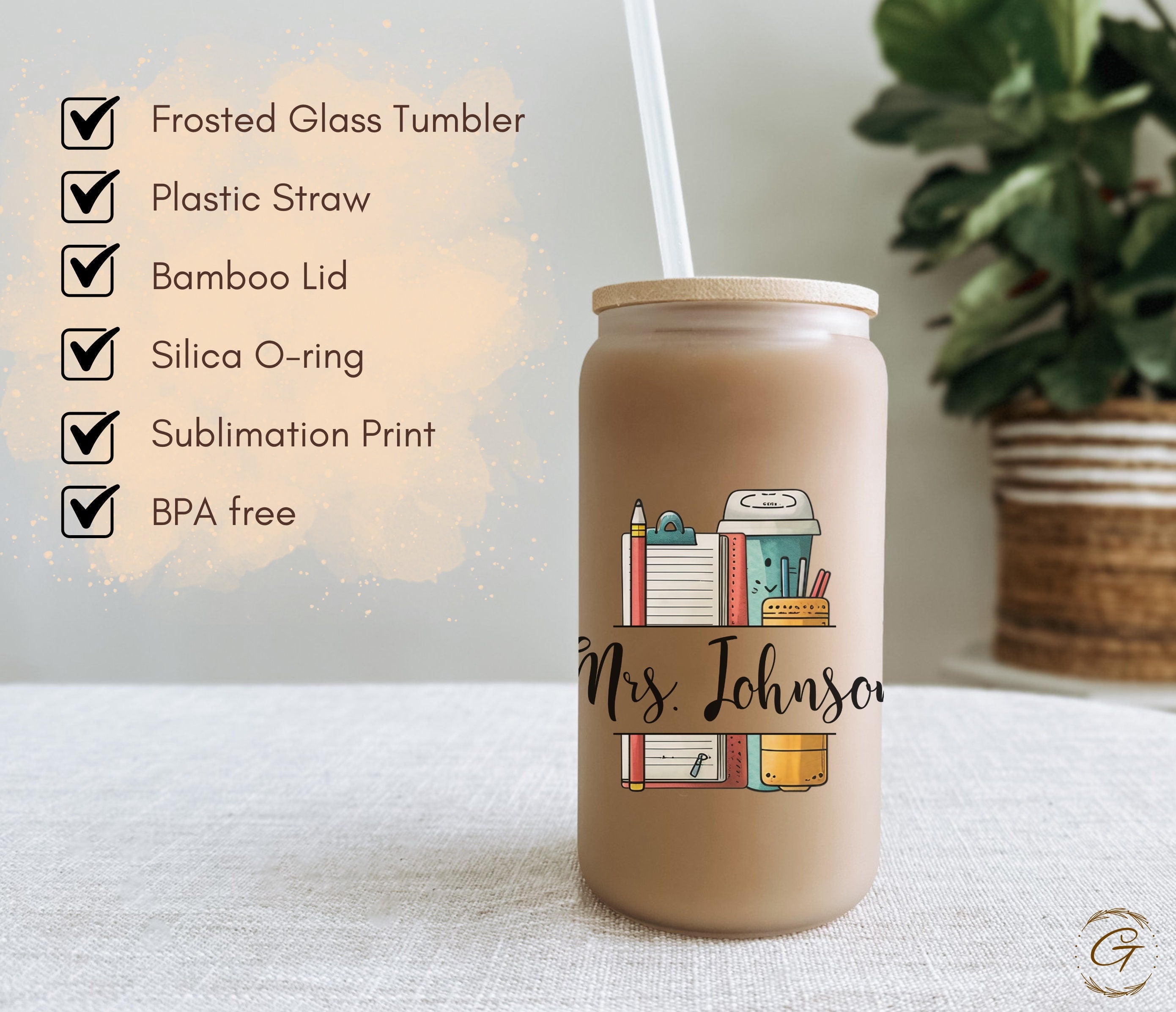 Teacher Appreciation Frosted Glass Cup