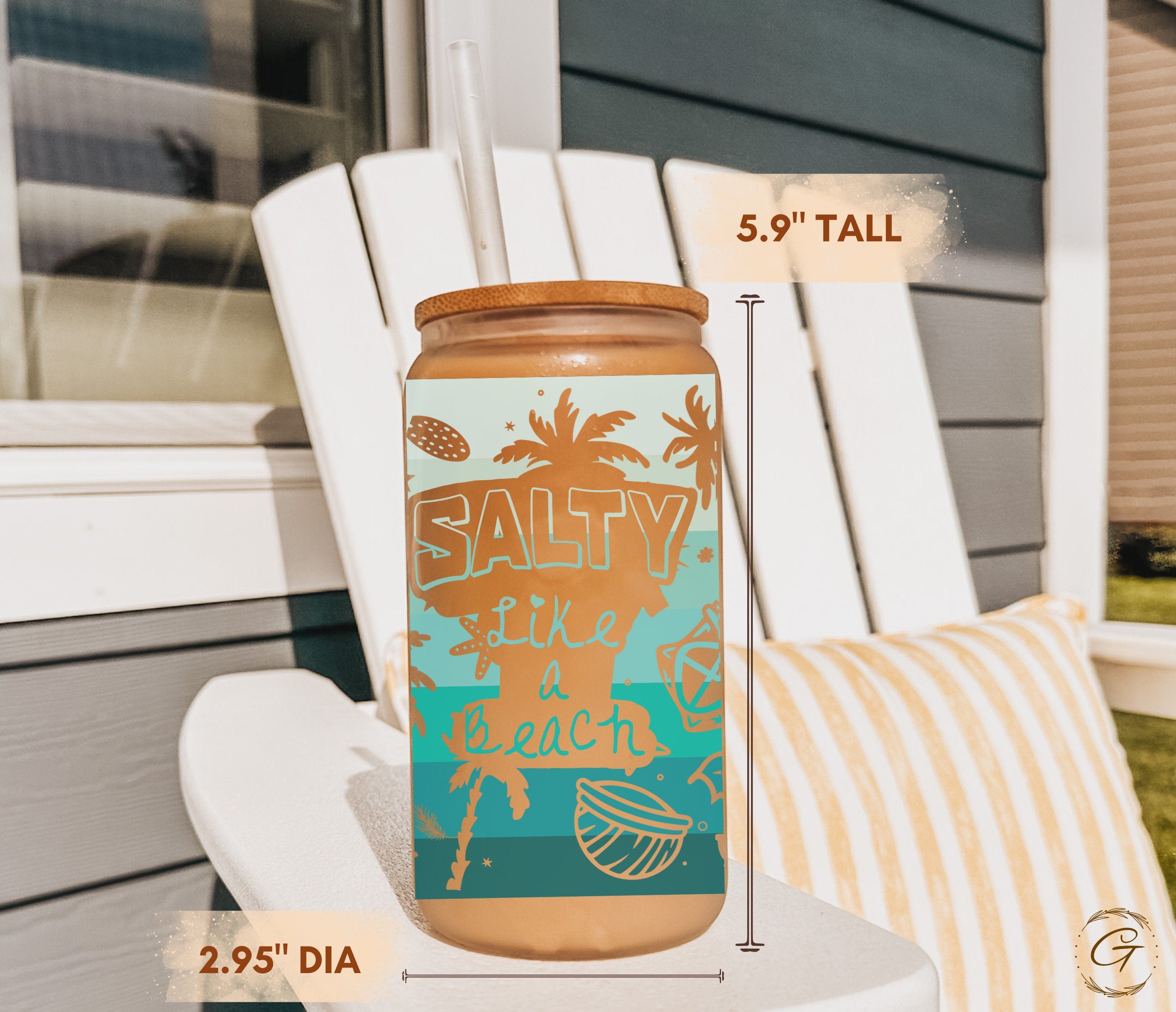 Salty Like a Beach Frosted Glass Cup