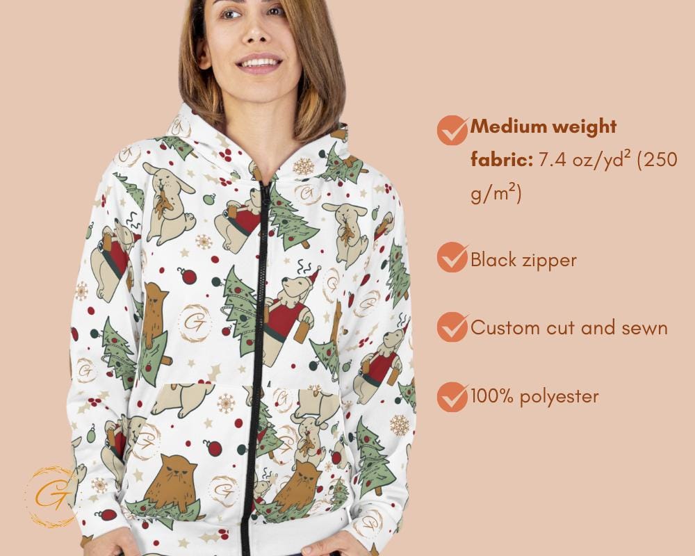 Anti Christmas White Design Unisex Zip Hoodie All-Over Print