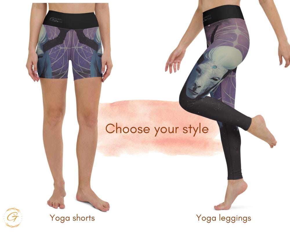 Mystical Face Cosmic AOP Yoga Leggings & Shorts - AOP High-Waist Activewear for Women, Activewear Apparel, Yoga Activewear, Yogis Must Haves