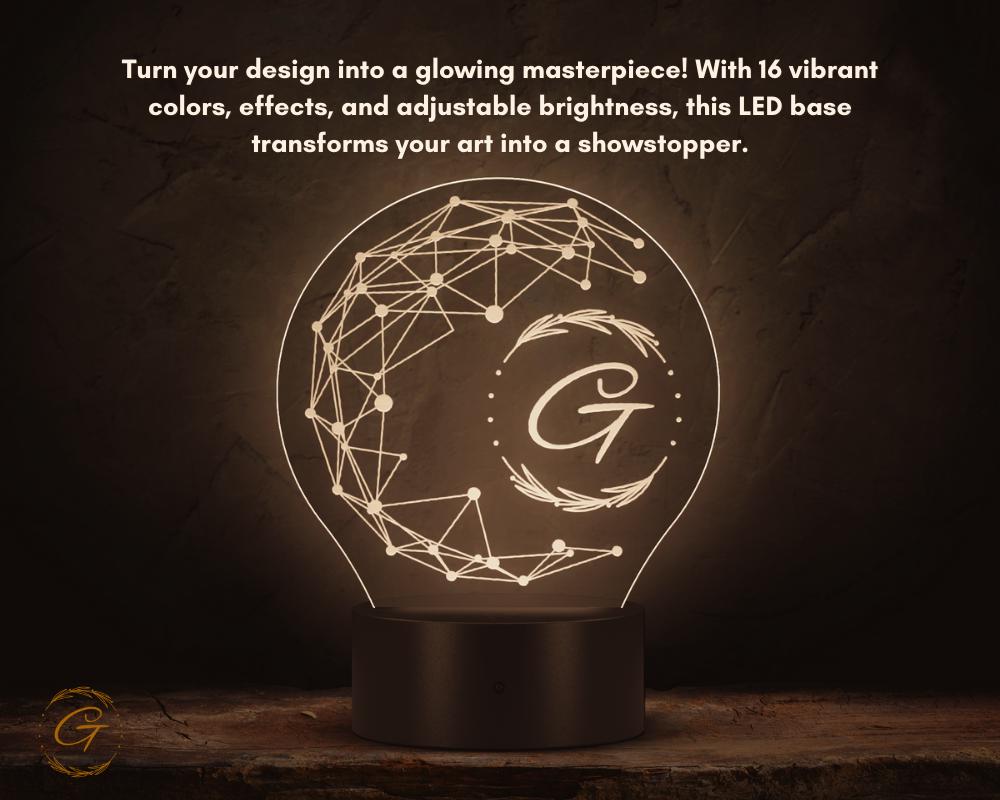 Polygon G Circle Acrylic LED Sign, Modern Wall Light