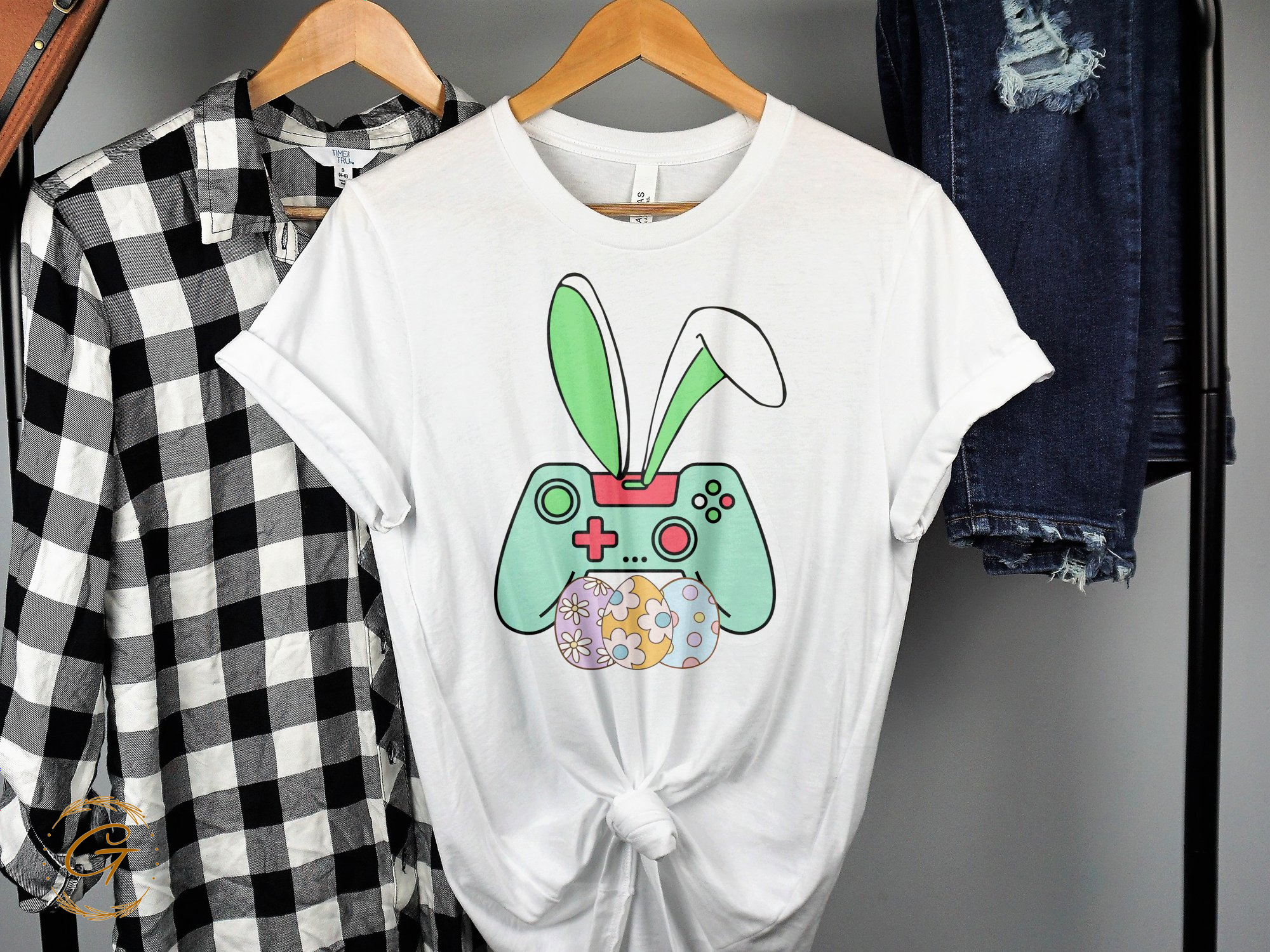 Cute Bunny Ears Game Controller Design T-shirt product type