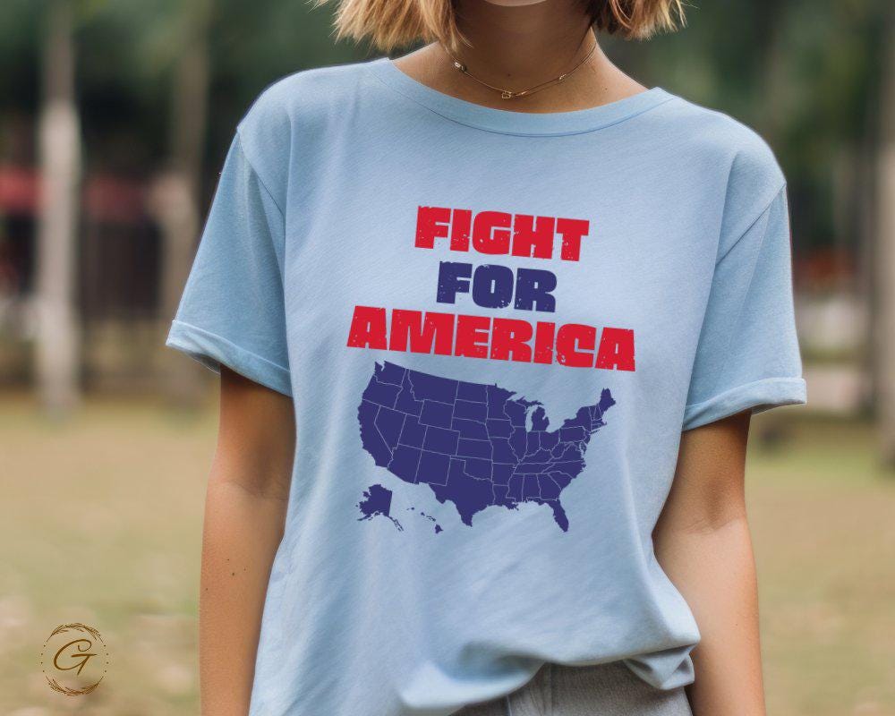 Fight for America T-Shirt, Patriotic USA Map Tee