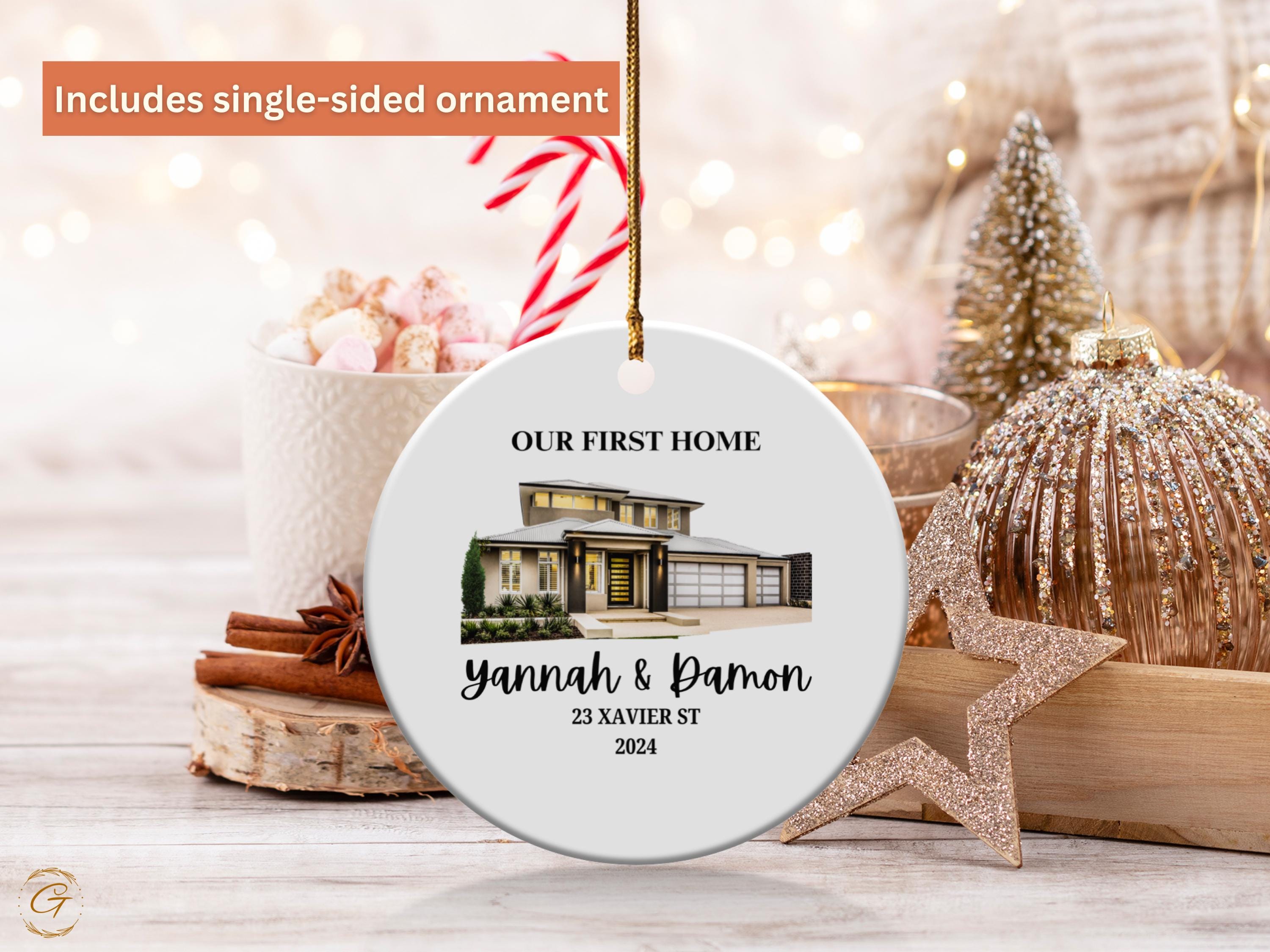 Personalized First Home Ornament, Custom Housewarming Gifts, New Homeowner Keepsake, House Photo Ornament, Home Sweet Home Gift for Neighbor