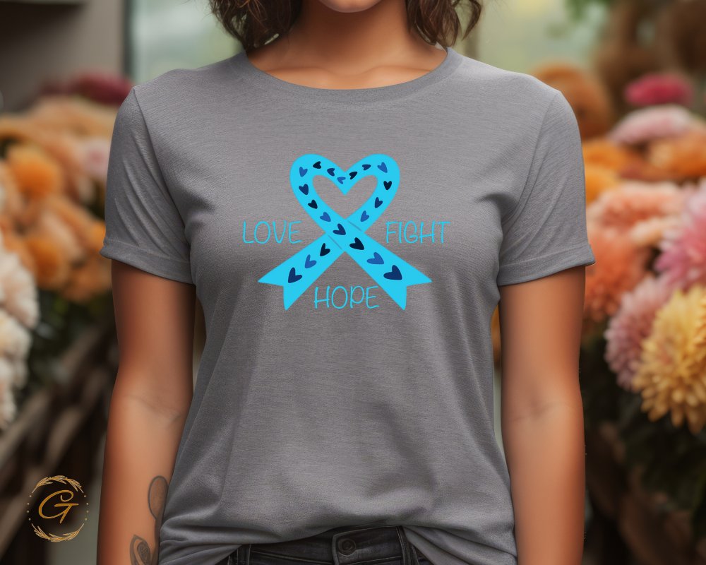 Love Fight Hope Heart Ribbon Graphic Tee product