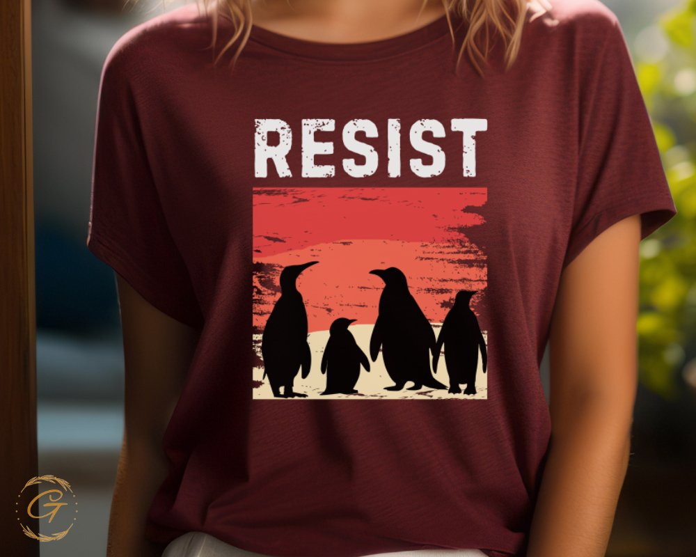 RESIST Penguin Graphic T Shirt for Stylish Casual product type