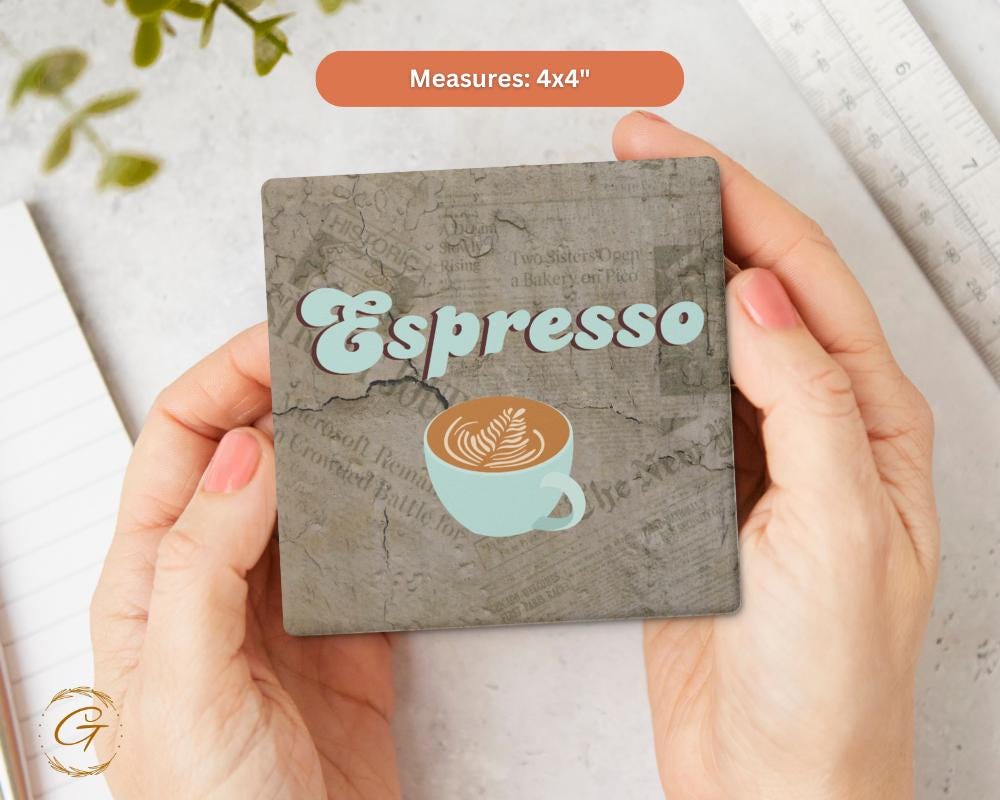 Soapstone Coaster Espresso Design with Cork Backing Square Stone Coasters