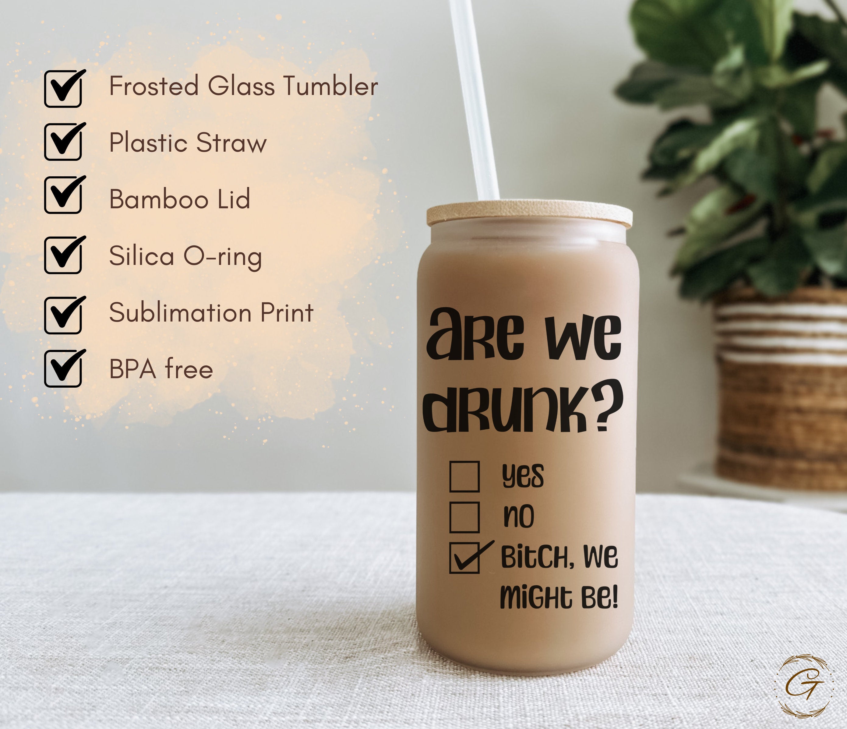 Personalized 16oz Frosted Libbey Glass Cup Best Friend Are We Drunk