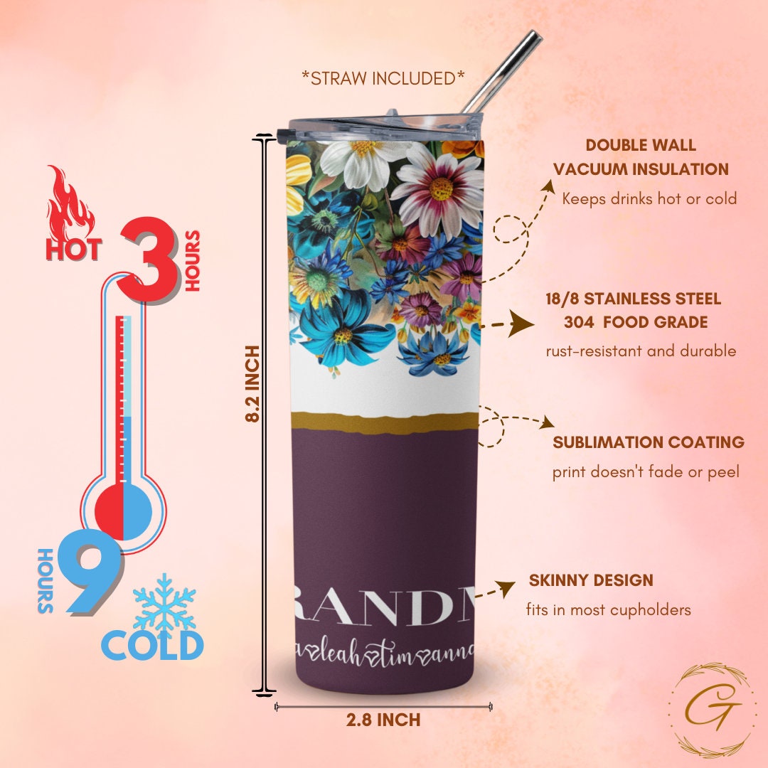 Heartwarming Personalized Grandma Tumbler with Grandkids' Names