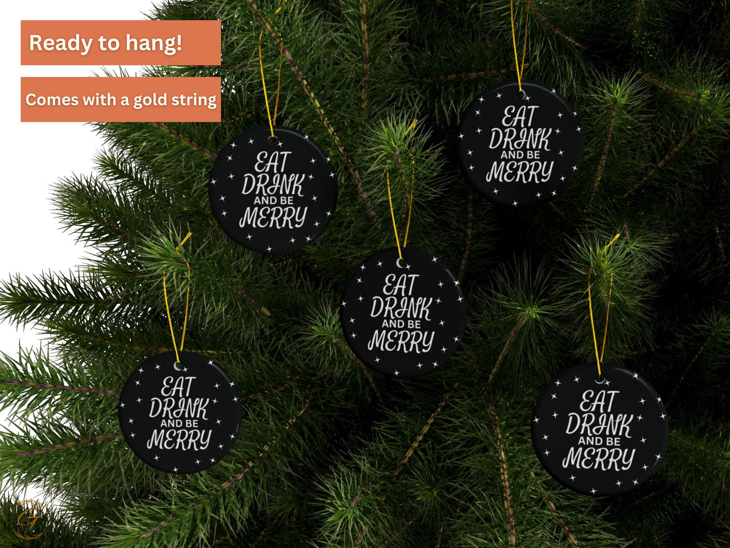 Eat Drink and Be Merry Ornament, Holiday Decor, Christmas Tree Decoration, Festive Ornament, Holiday Cheer, Seasonal Ornament, Keepsake Gift