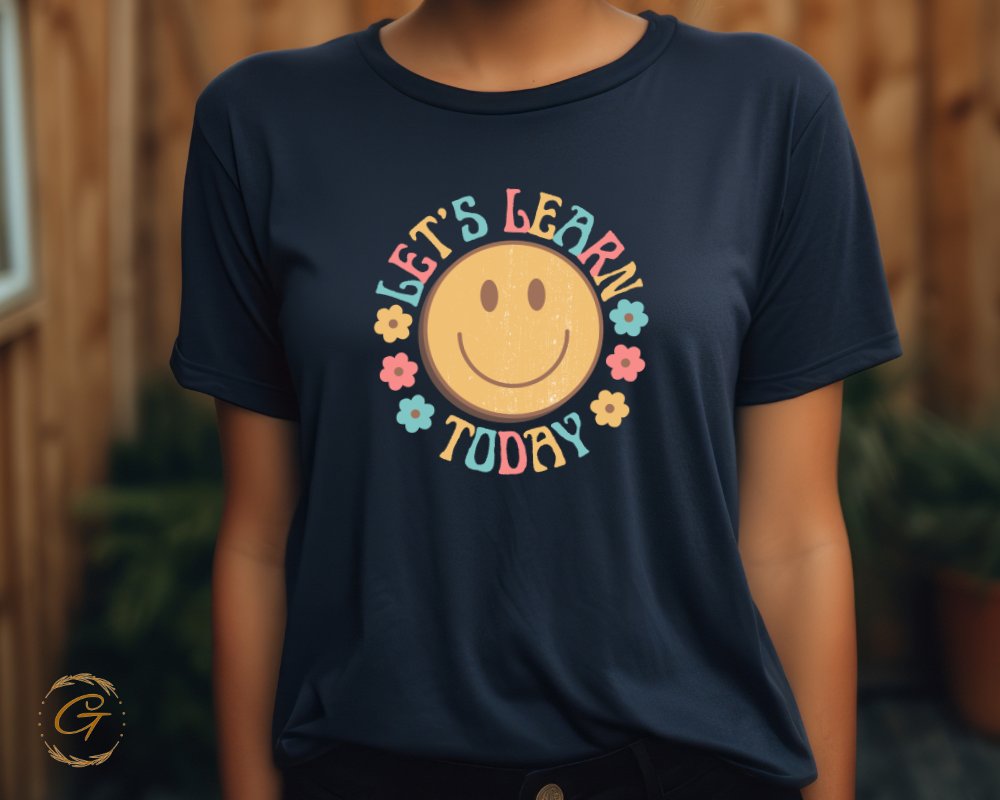 Let's Learn Today Smiley Face Graphic T-Shirt product type