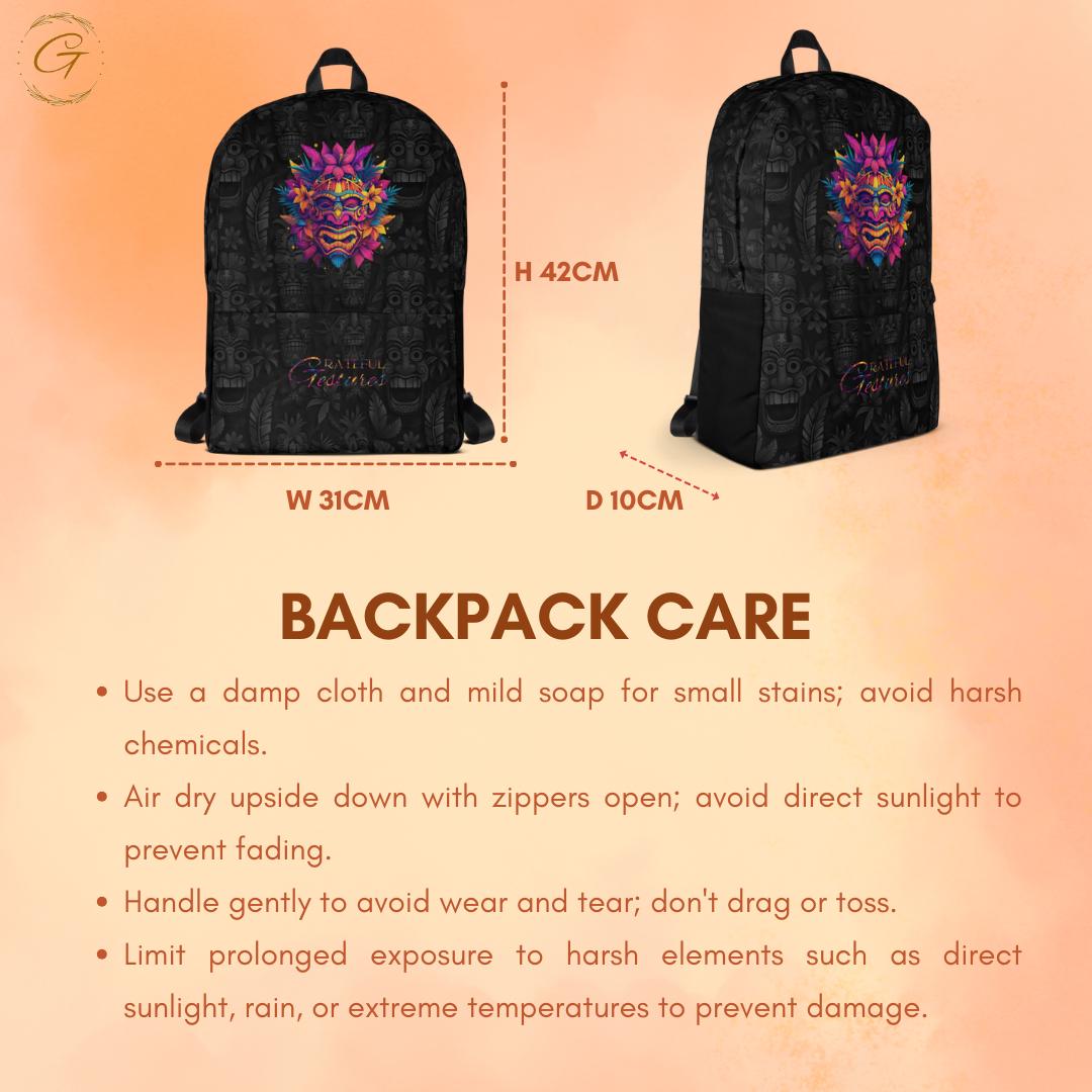 Unique Tiki Mask Backpack - Stylish and Durable Travel Bag