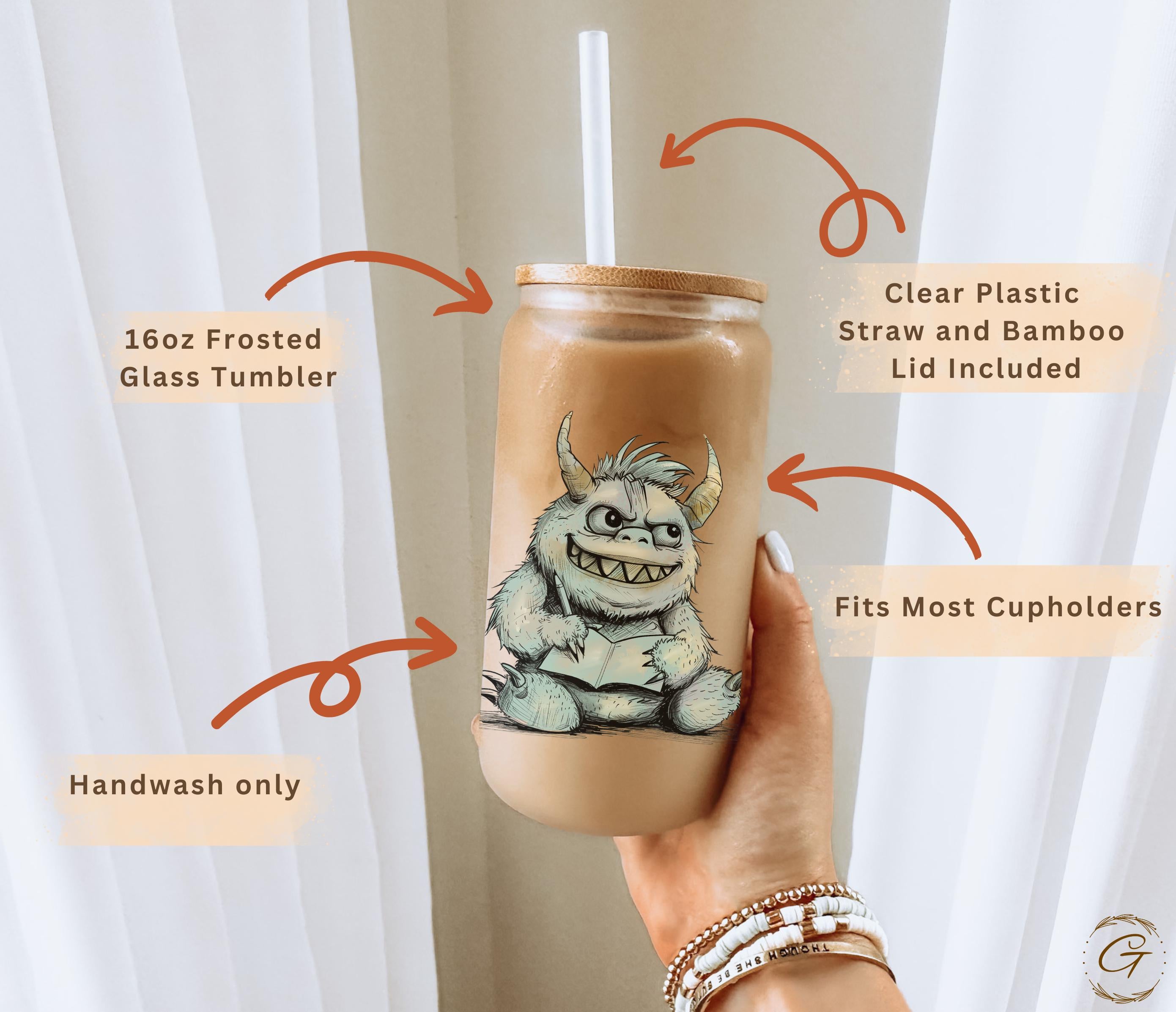 Monster School Yay Design Frosted Glass Cup