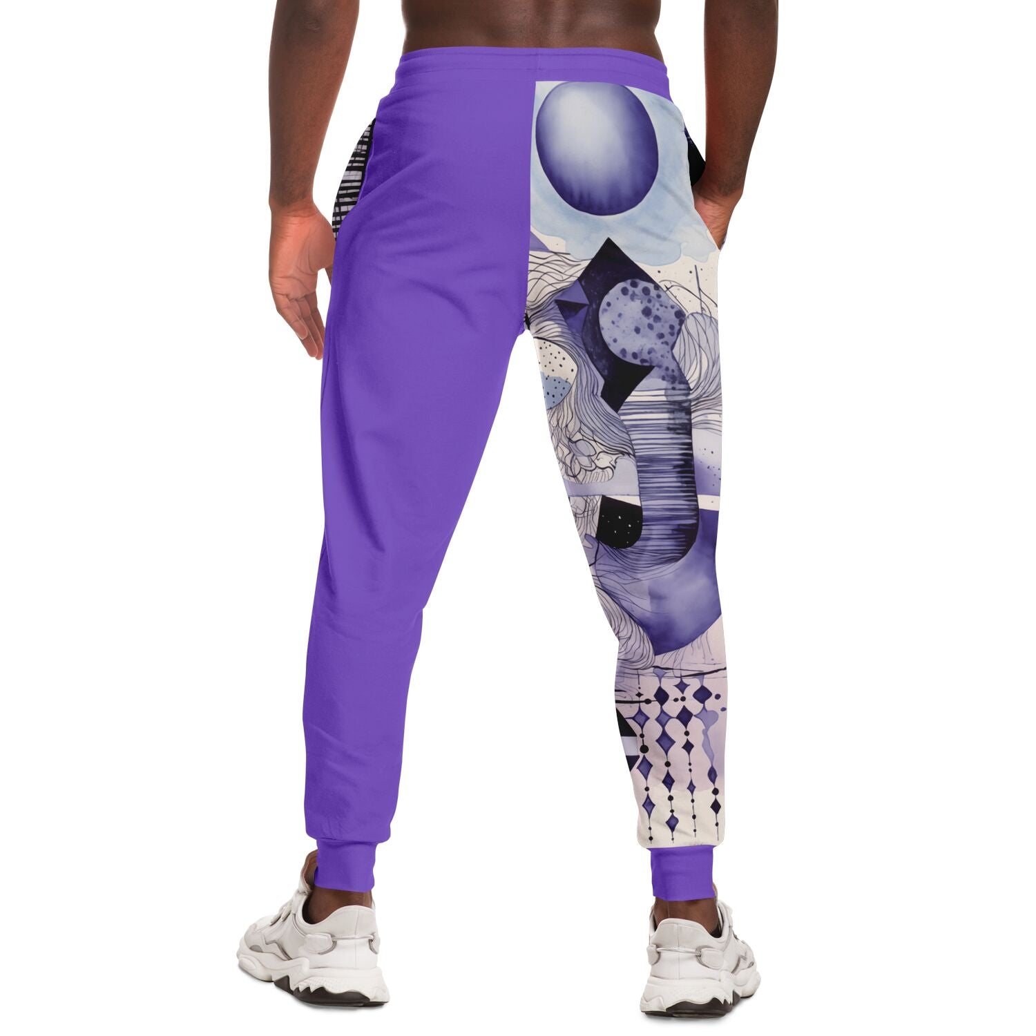 Abstract Purple Art Joggers – Trendy Watercolor Sweatpants for Men & Women