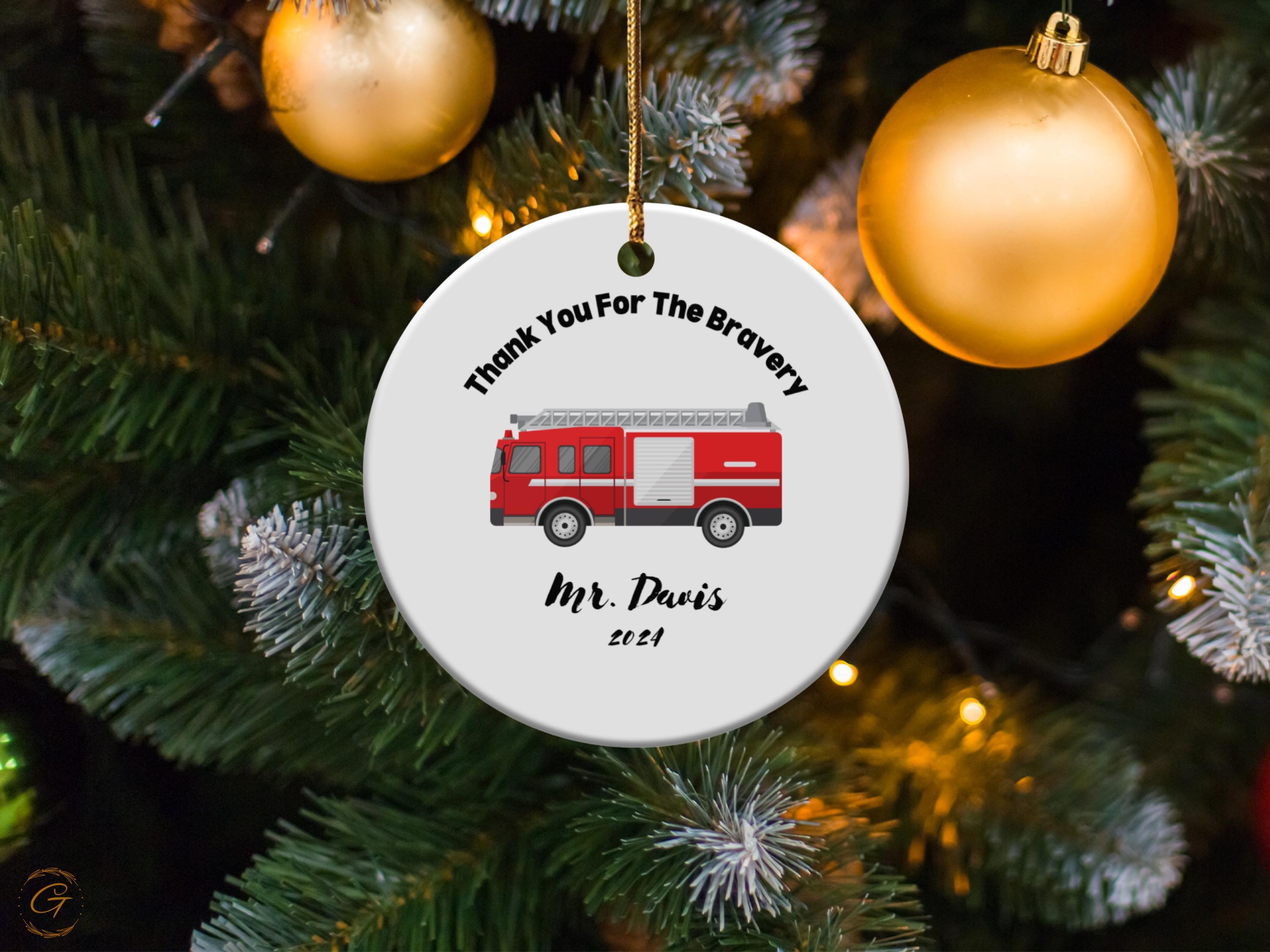 Personalized Fire Truck Ornament, First Responder Gifts