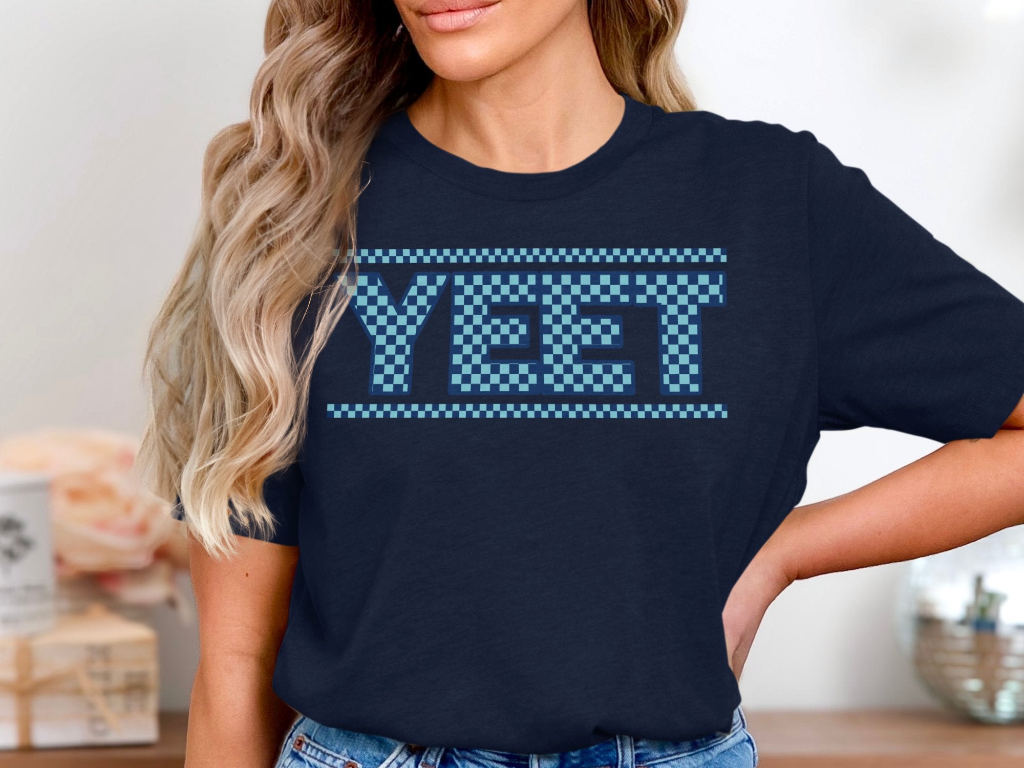 Stylish Black T-Shirt with Blue Yeet Design product