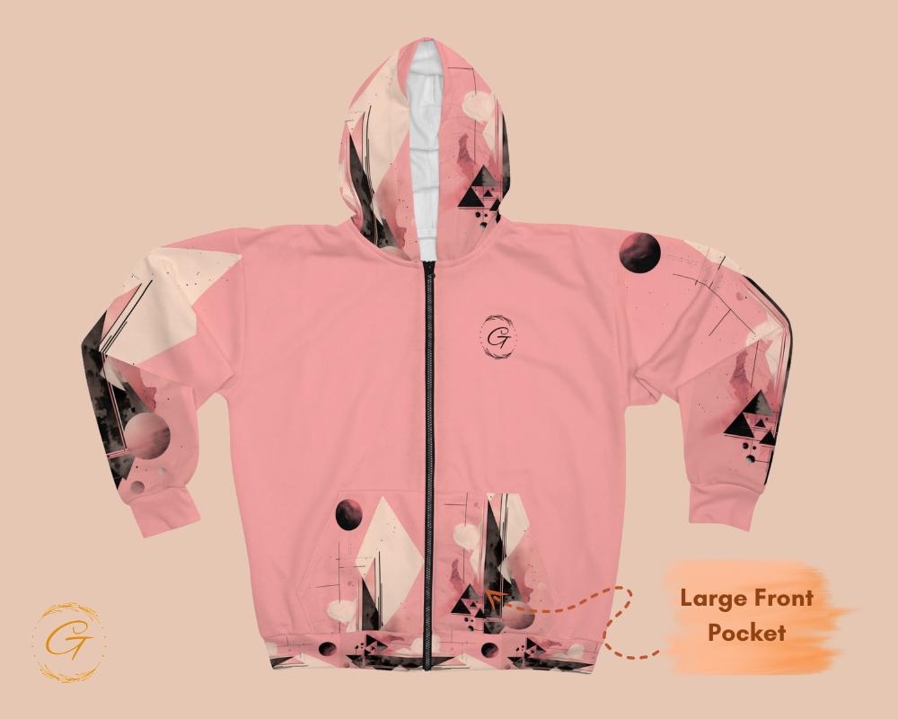 Quantum Polygons Unisex Zip Hoodie All-Over Print