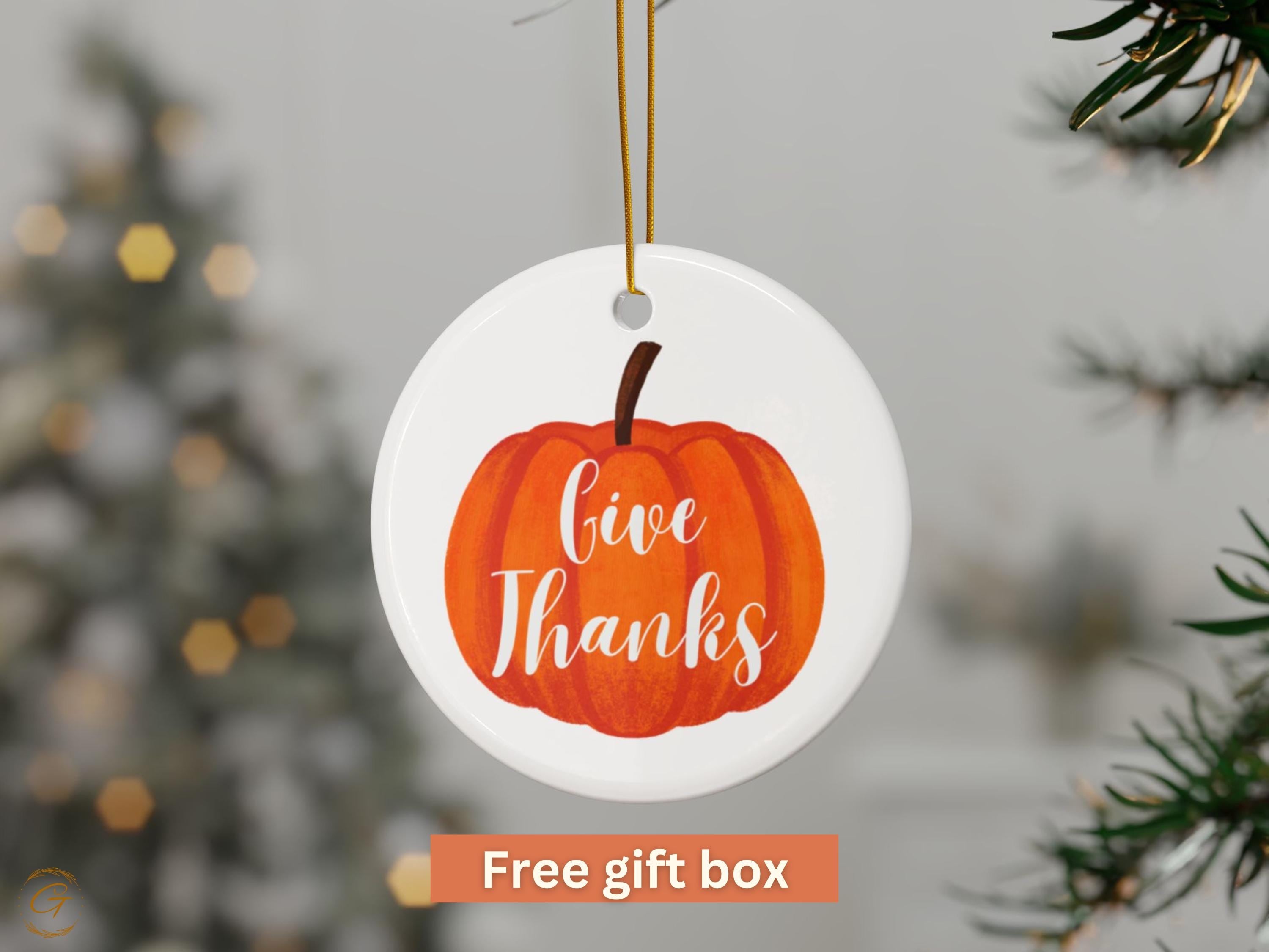 Thanksgiving Pumpkin Ornament, Autumn Home Keepsakes, Give Thanks Fall Ornament, Harvest Themed Decor, Holiday Pumpkin Gift, Seasonal Decors