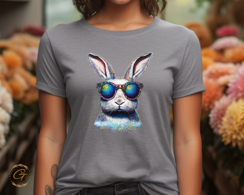 Vibrant Bunny Wearing Glasses Graphic T-Shirt product