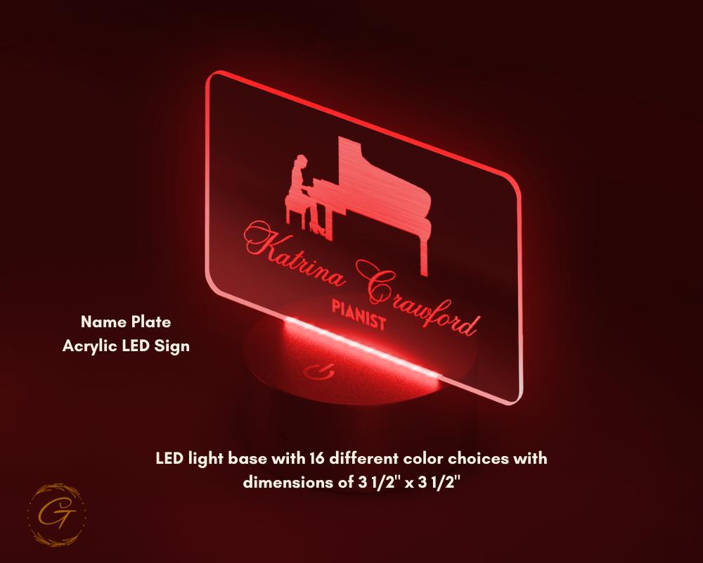Profession Name Plate Acrylic LED Light Custom Desk Sign