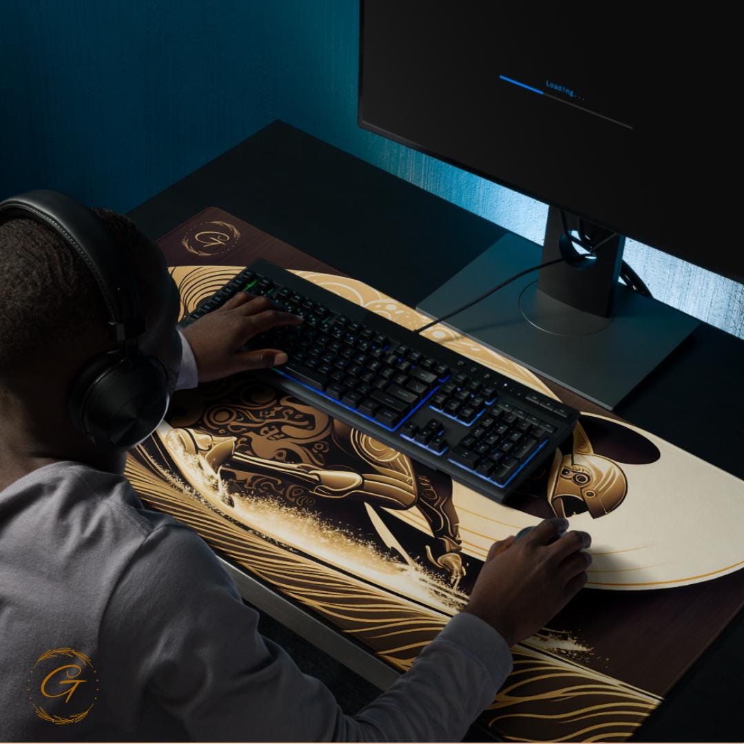 Space Surfer Design Gaming Mouse Pad, Large Desk Mat Artistic Design Office Desk Accessory Waterproof and Non-Slip Unique Computer Mouse Pad