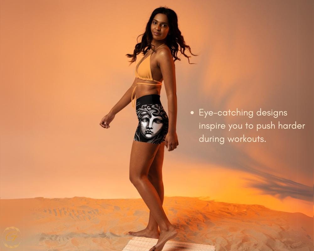 Medusa AOP Design Yoga Shorts and Leggings Comfortable High Quality Activewear Perfect for Workouts Yoga Everyday Wear Comfy Stretchy Fabric