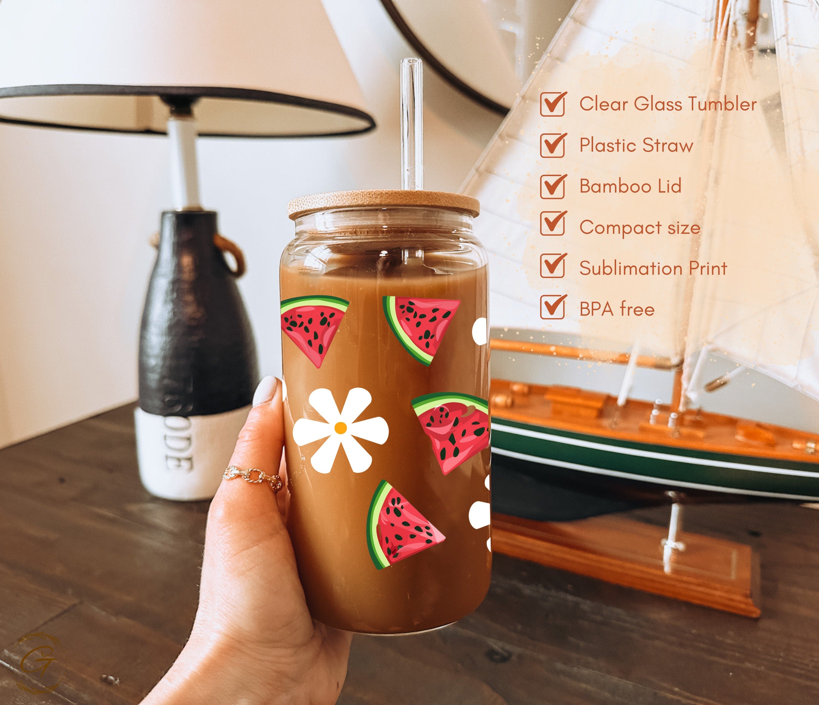 Watermelon Can Glass Summer Drink Libbey Cup