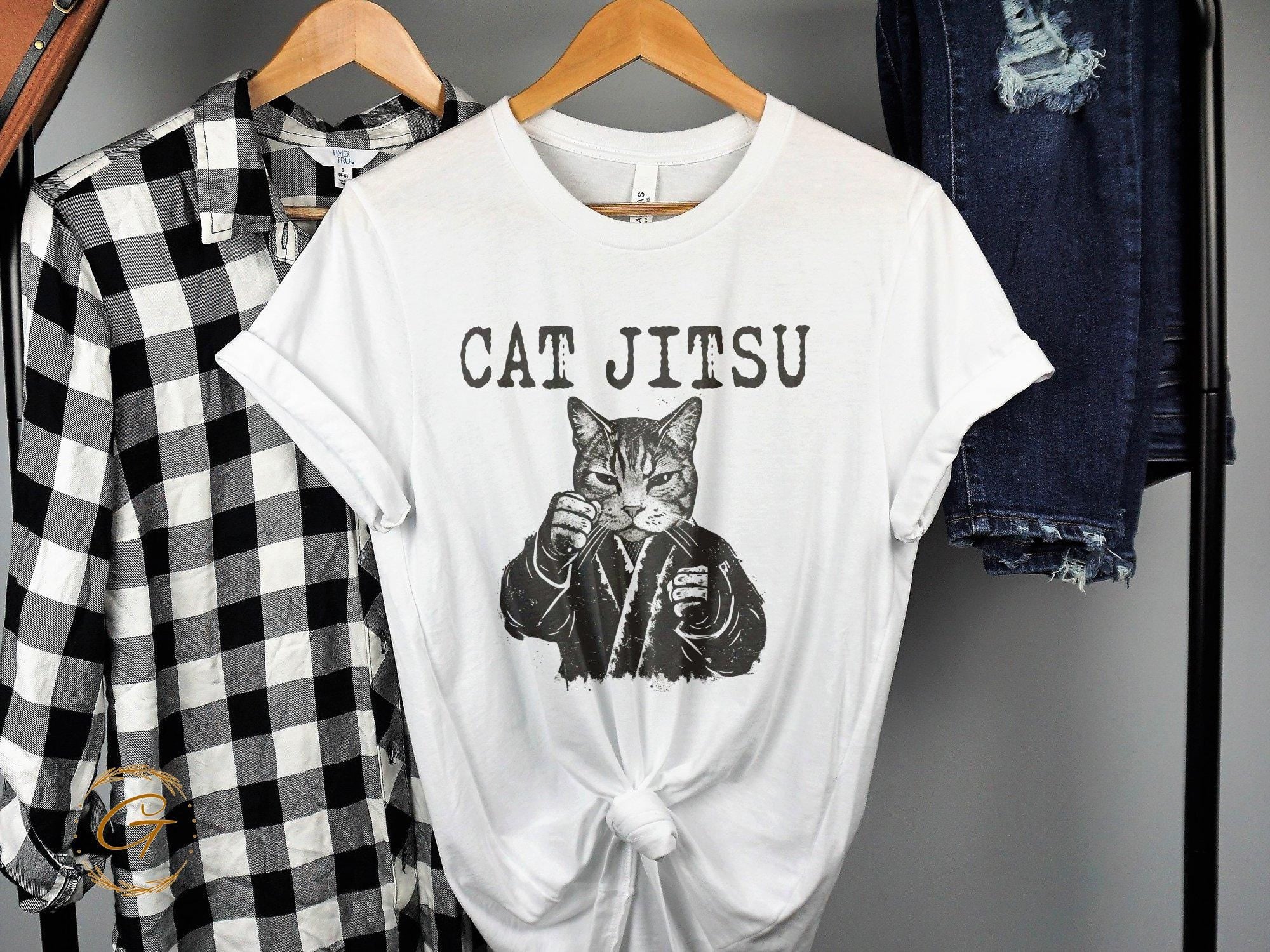 Cat Jitsu Design T-Shirt, Karate Cat Tee