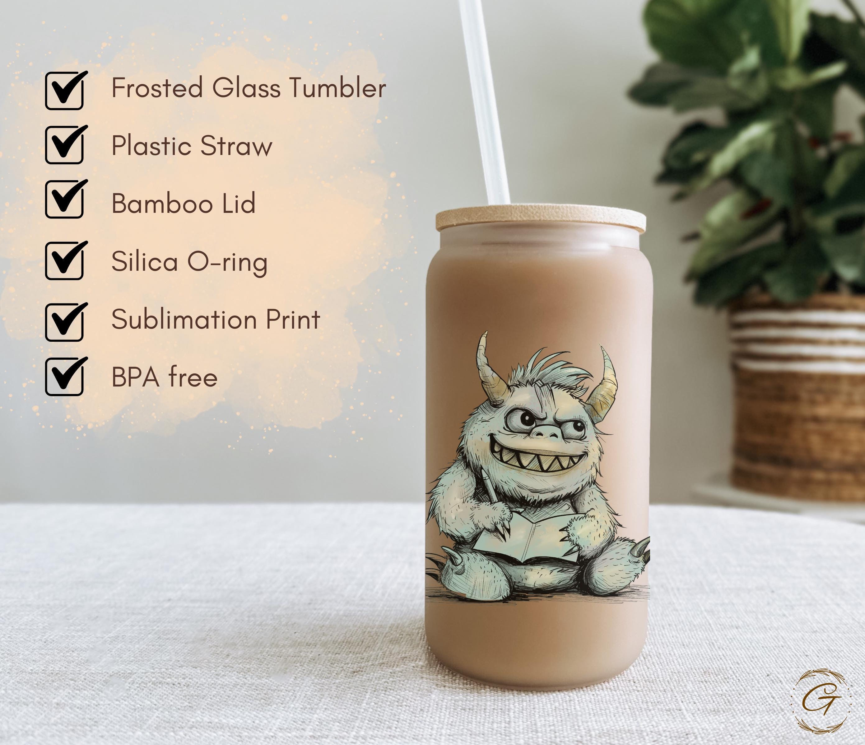 Monster School Yay Design Frosted Glass Cup