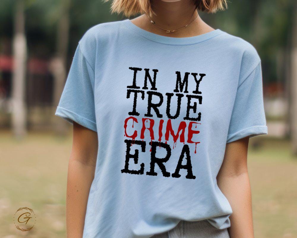 Graphic 'True Crime Era' T-Shirt, Trendy Graphic Tee