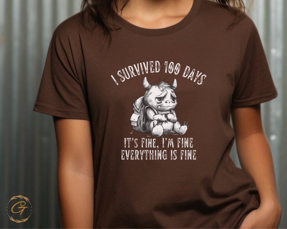 I Survived 100 Days It's Fine I'm Fine T-Shirt product type