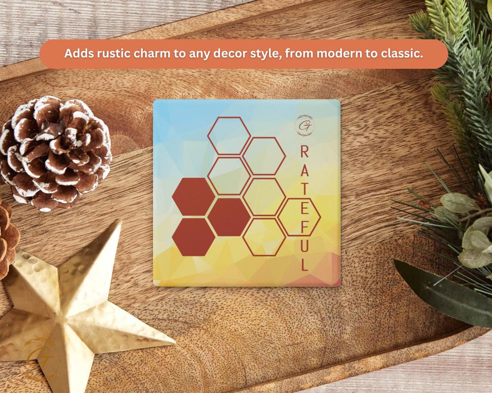 Soapstone Coaster Polygon Gvert Design with Cork Backing