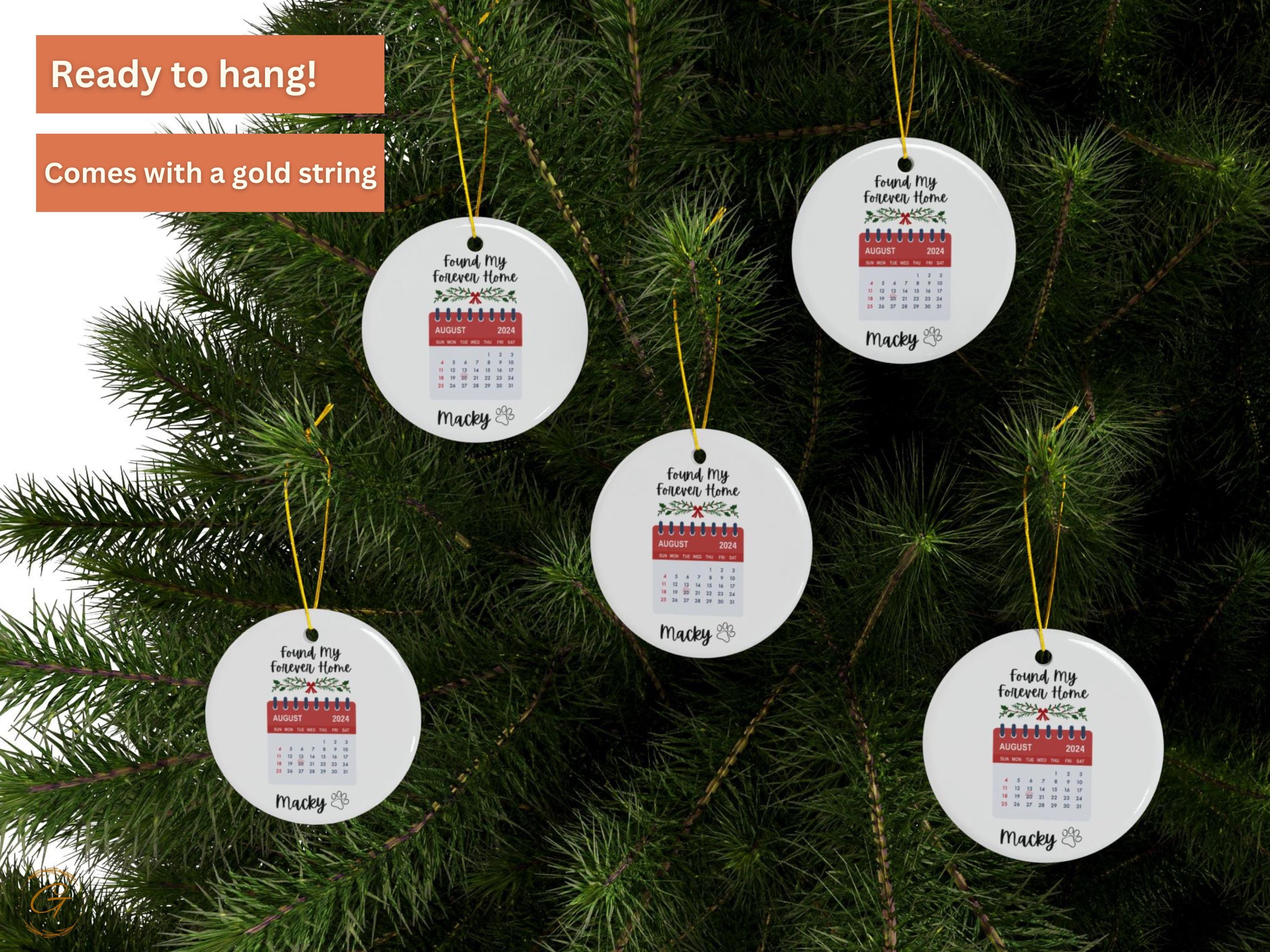 Personalized Pet Adoption Date Ornament, Keepsake decoration, holiday home decor, festive keepsake gift, unique calendar Christmas ornaments
