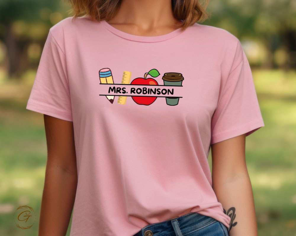 Personalized teacher appreciation graphic tee product