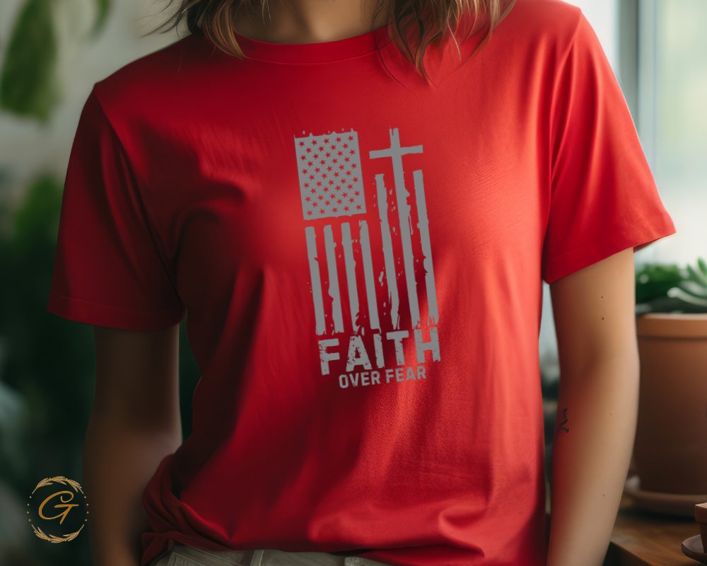 Faith Over Fear USA Flag Design T-shirt product
