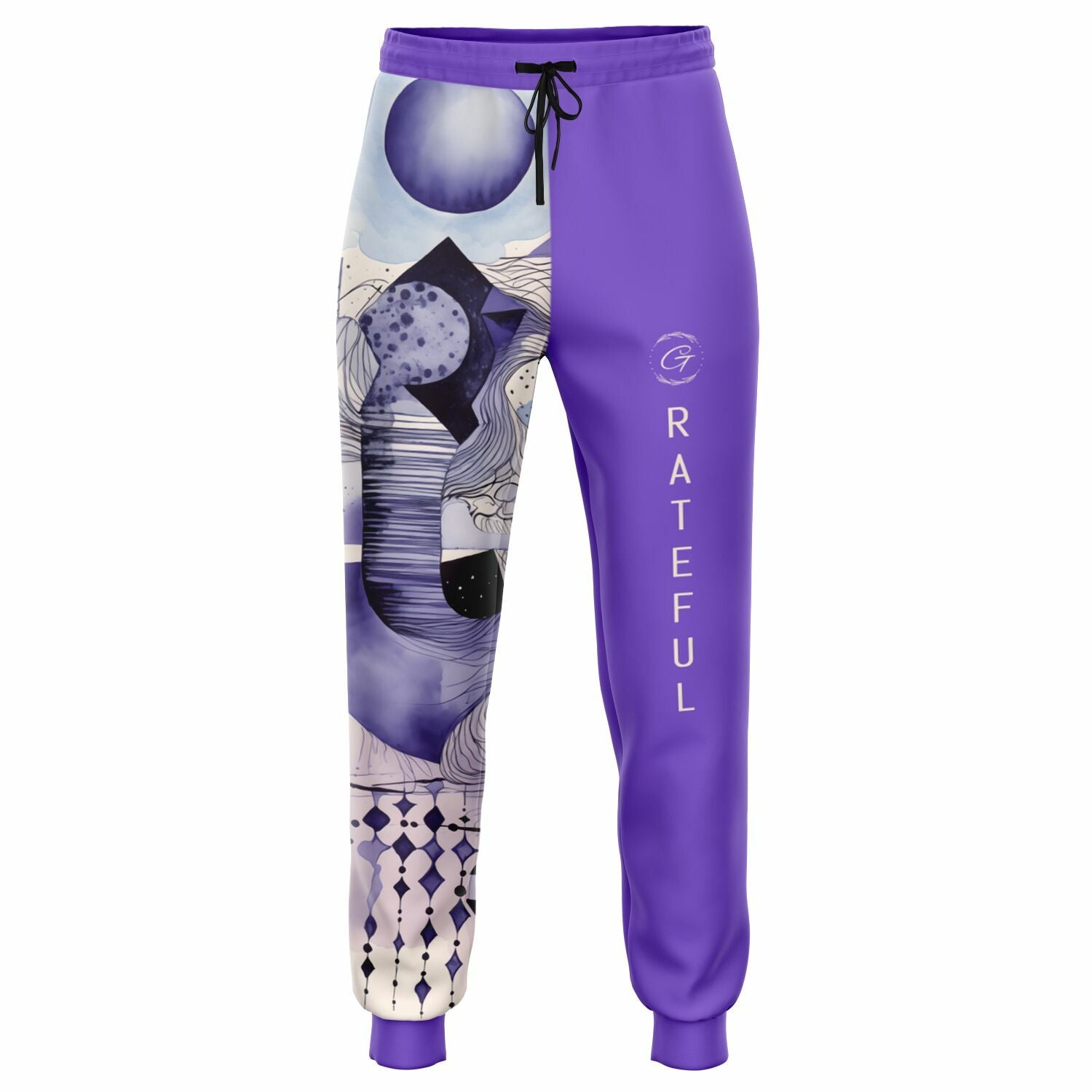 Abstract Purple Art Joggers – Trendy Watercolor Sweatpants for Men & Women