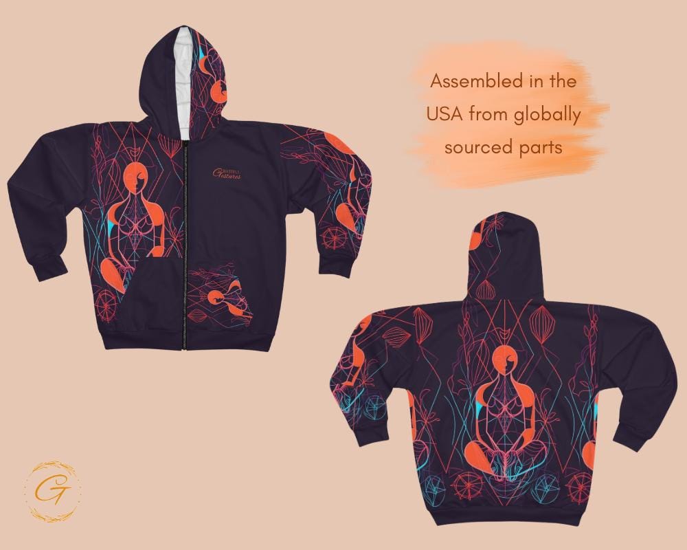 Retro Checkered Zip Hoodie All-Over Print