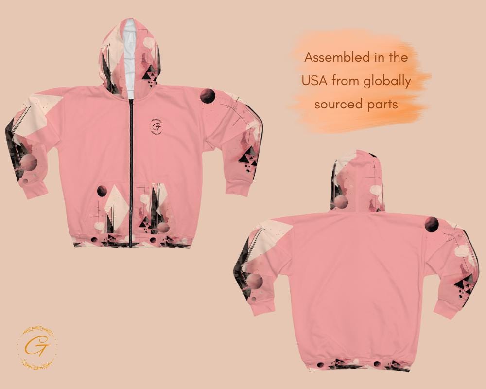 Quantum Polygons Unisex Zip Hoodie All-Over Print